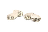 Silver Drop Charm, 8 Antique Silver Plated Brass Drop Charms With 1 Hole, Earrings, Findings (25x19x0.60mm) D1203