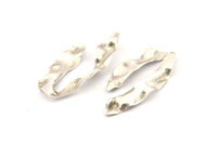 Silver Wavy Charm, 4 Antique Silver Plated Brass Wavy U Shaped Charms With 1 Hole, Earrings, Findings (49x25x0.50mm) D1158 H1135