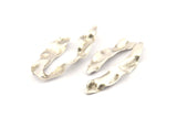 Silver Wavy Charm, 4 Antique Silver Plated Brass Wavy U Shaped Charms With 1 Hole, Earrings, Findings (49x25x0.50mm) D1158 H1135