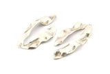 Silver Wavy Charm, 4 Antique Silver Plated Brass Wavy U Shaped Charms With 1 Hole, Earrings, Findings (49x25x0.50mm) D1158 H1135