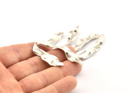 Silver Wavy Charm, 4 Antique Silver Plated Brass Wavy U Shaped Charms With 1 Hole, Earrings, Findings (49x25x0.50mm) D1158 H1135
