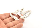 Silver Wavy Charm, 4 Antique Silver Plated Brass Wavy U Shaped Charms With 1 Hole, Earrings, Findings (49x25x0.50mm) D1158 H1135