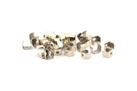 Silver Crimp End, 50 Antique Silver Plated Brass Geometric Cap Connectors With 1 Hole, Findings (6x4mm) D1036