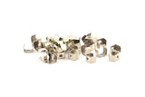 Silver Crimp End, 50 Antique Silver Plated Brass Geometric Cap Connectors With 1 Hole, Findings (6x4mm) D1036