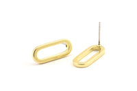 Brass Oval Earring, 8 Raw Brass Oval Stud Earrings (20x8x1.5mm) E004 A1268