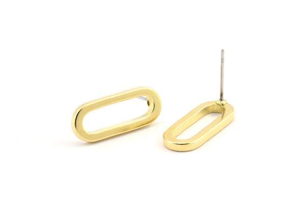Brass Oval Earring, 8 Raw Brass Oval Stud Earrings (20x8x1.5mm) E004 A1268
