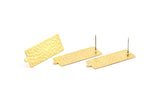 Brass Rectangle Earring, 8 Hammered Raw Brass Rectangle Stud Earrings With 1 Loop (35x12x0.60mm) D850 A1274