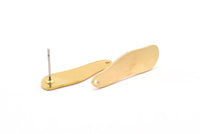 Brass Irregular Earring, 8 Raw Brass Irregular Shape Stud Earrings With 1 Hole, Findings (26x8x1mm) D0656 A1286