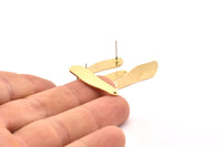 Brass Irregular Earring, 8 Raw Brass Irregular Shape Stud Earrings With 1 Hole, Findings (26x8x1mm) D0656 A1286
