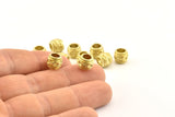 Tiny Textured Beads, Raw Brass Textured Tiny Beads (7x8mm) N0526