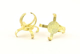 Brass Ring Settings, Raw Brass 4 Claw Ring With 1 Stone Setting N1150