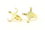 Brass Ring Settings, Raw Brass 4 Claw Ring With 1 Stone Setting N1150