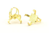 Brass Ring Settings, Raw Brass 4 Claw Ring With 1 Stone Setting N1142