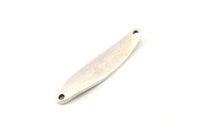 Silver Irregular Charm, 2 Antique Silver Plated Brass Marquise Connectors With 2 Hole, Findings (46x10x1.5mm) D1114