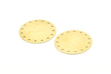 Brass Round Charm, 12 Raw Brass Round Charms With 15 Holes, Findings (25x0.70mm) A1293