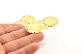Brass Round Charm, 12 Raw Brass Round Charms With 15 Holes, Findings (25x0.70mm) A1293
