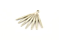 Silver Broom Charm, 2 Antique Silver Plated Brass Broom Charms With 1 Loop, Pendants, Earrings (31x1.5mm) N1010