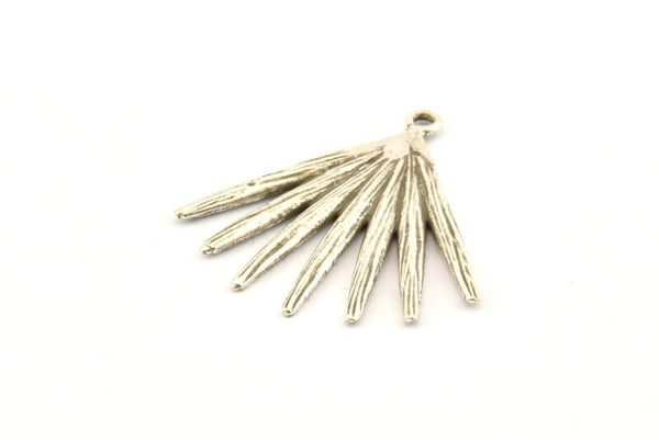 Silver Broom Charm, 2 Antique Silver Plated Brass Broom Charms With 1 Loop, Pendants, Earrings (31x1.5mm) N1010