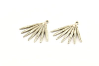 Silver Broom Charm, 2 Antique Silver Plated Brass Broom Charms With 1 Loop, Pendants, Earrings (31x1.5mm) N1010