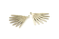 Silver Broom Charm, 2 Antique Silver Plated Brass Broom Charms With 1 Loop, Pendants, Earrings (31x1.5mm) N1010