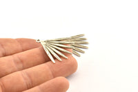 Silver Broom Charm, 2 Antique Silver Plated Brass Broom Charms With 1 Loop, Pendants, Earrings (31x1.5mm) N1010