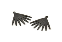 Black Broom Charm, 2 Oxidized Black Brass Broom Charms With 1 Loop, Pendants, Earrings (31x1.5mm) N1010