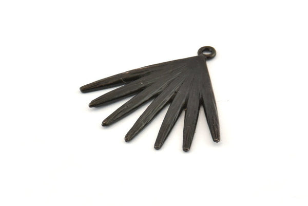 Black Broom Charm, 2 Oxidized Black Brass Broom Charms With 1 Loop, Pendants, Earrings (31x1.5mm) N1010