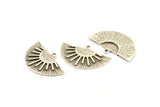 Silver Sun Pendant, 2 Antique Silver Plated Brass Textured Sunny Pendants With 1 Loop, Charms, Earrings, Findings (30x18mm) N1013
