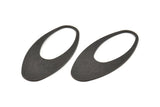Black Ellipse Charm, 4 Oxidized Black Brass Textured Ellipse Shaped Charms Without Hole, Findings (49x24x0.70mm) D0814