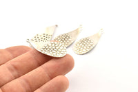 Silver Drop Charm, 8 Antique Silver Plated Brass Drop Charms With 1 Loop, Earrings, Findings (35x15x0.60mm) D1086