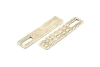 Silver Rectangle Charm, Antique Silver Plated Brass Rectangle Charms, Findings (51x12x1.2mm) N1072