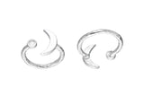 Silver Ring Settings, 925 Silver Moon And Planet Ring With 1 Stone Setting - Pad Size 4mm N0799