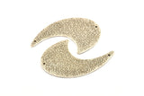 Silver Wavy Charm, 2 Textured Antique Silve Plated Brass Wavy Charms With 2 Holes, Findings, Connectors (40x30x1mm) N1071