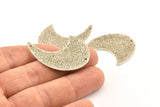 Silver Wavy Charm, 2 Textured Antique Silve Plated Brass Wavy Charms With 2 Holes, Findings, Connectors (40x30x1mm) N1071