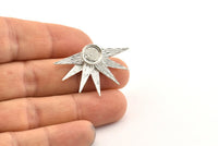 Silver Sun Earring, 2 925 Silver Sunshine Stud Earrings - Pad Size 8mm N0700