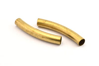 Brass Tube Beads, 2 Raw Brass Curved Tube Pendant, Findings (51x7mm) BS1679