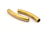 Brass Tube Beads, 2 Raw Brass Curved Tube Pendant, Findings (51x7mm) BS1679