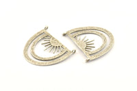 Silver Sun Pendant, 2 Antique Silver Plated Brass Sunshine Pendant With 2 Loops (35x28x0.80mm) N0971 H1188