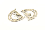 Silver Sun Pendant, 2 Antique Silver Plated Brass Sunshine Pendant With 2 Loops (35x28x0.80mm) N0971 H1188