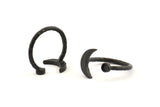 Black Ring Settings, 4 Oxidized Black Brass Moon And Planet Ring With 1 Stone Setting - Pad Size 3mm N1020