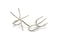 Silver Ring Blank, 925 Silver 6 Claw Ring Blanks For Natural Stones N0045