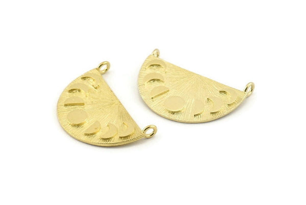 Moon Phases Pendant, 2 Raw Brass Moon Phases Charms With 2 Loops, Findings (28x16x1mm) N1242