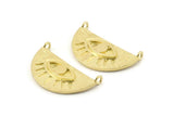 Brass Eye Charm, 2 Raw Brass Eye Charms With 2 Loops, Pendants, Earrings (29x14x1.2mm) N1243
