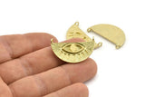 Brass Eye Charm, Raw Brass Eye Charms With 2 Loops, Pendants, Earrings (29x14x1.2mm) N1243