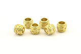 Tiny Textured Beads, Raw Brass Textured Tiny Beads (7x8mm) N0526