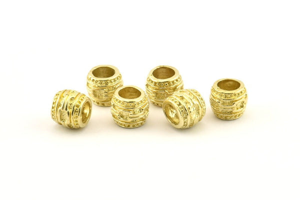 Tiny Textured Beads, Raw Brass Textured Tiny Beads (7x8mm) N0526