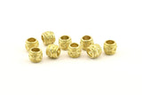 Tiny Textured Beads, Raw Brass Textured Tiny Beads (7x8mm) N0526