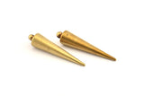 Brass Spike Charm, 6 Raw Brass Spike Tribal Pendants With 1 Loop (7x32mm) D1507