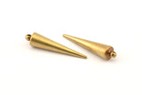 Brass Spike Charm, 6 Raw Brass Spike Tribal Pendants With 1 Loop (7x32mm) D1507