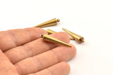 Brass Spike Charm, 6 Raw Brass Spike Tribal Pendants With 1 Loop (7x32mm) D1507